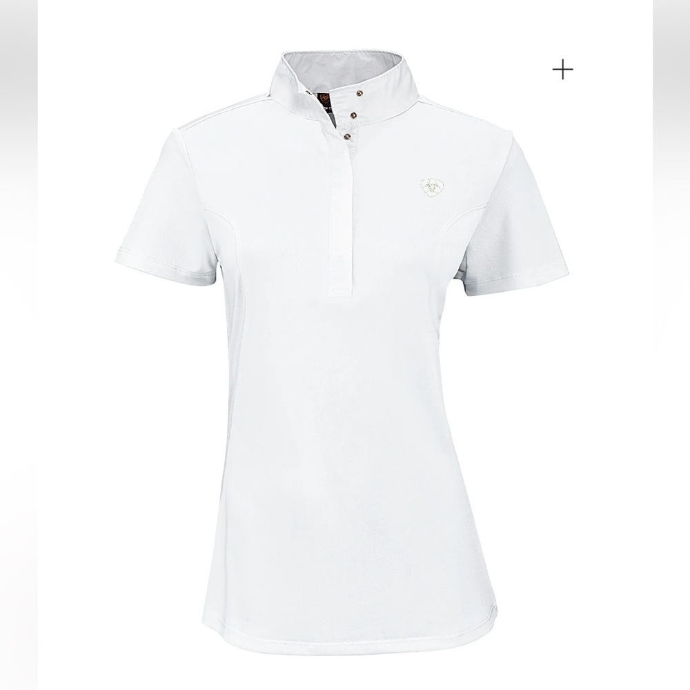 Ariat® Ladies’ White Aptos Equestrian Show Short  Sleeve Event Dressage NWOT XS - Picture 4 of 8